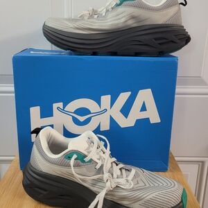 Hoka Gray and Teal Running Shoes